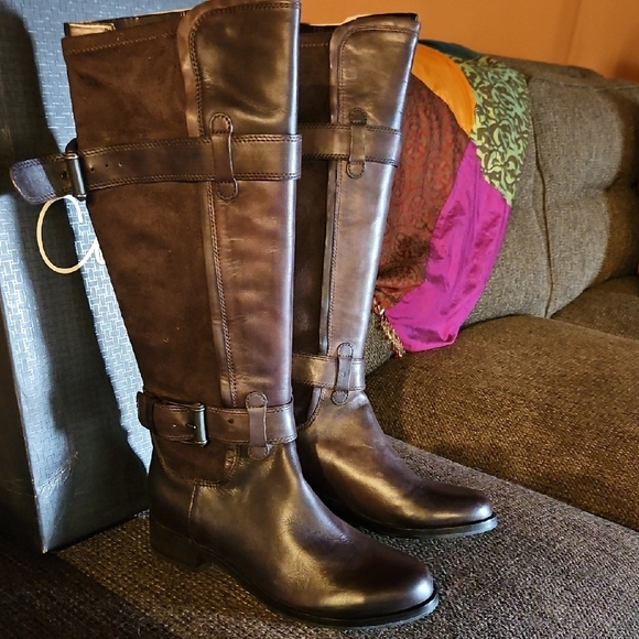Cole Haan Dark Brown Leather and Suede Boots - Picture 4 of 7